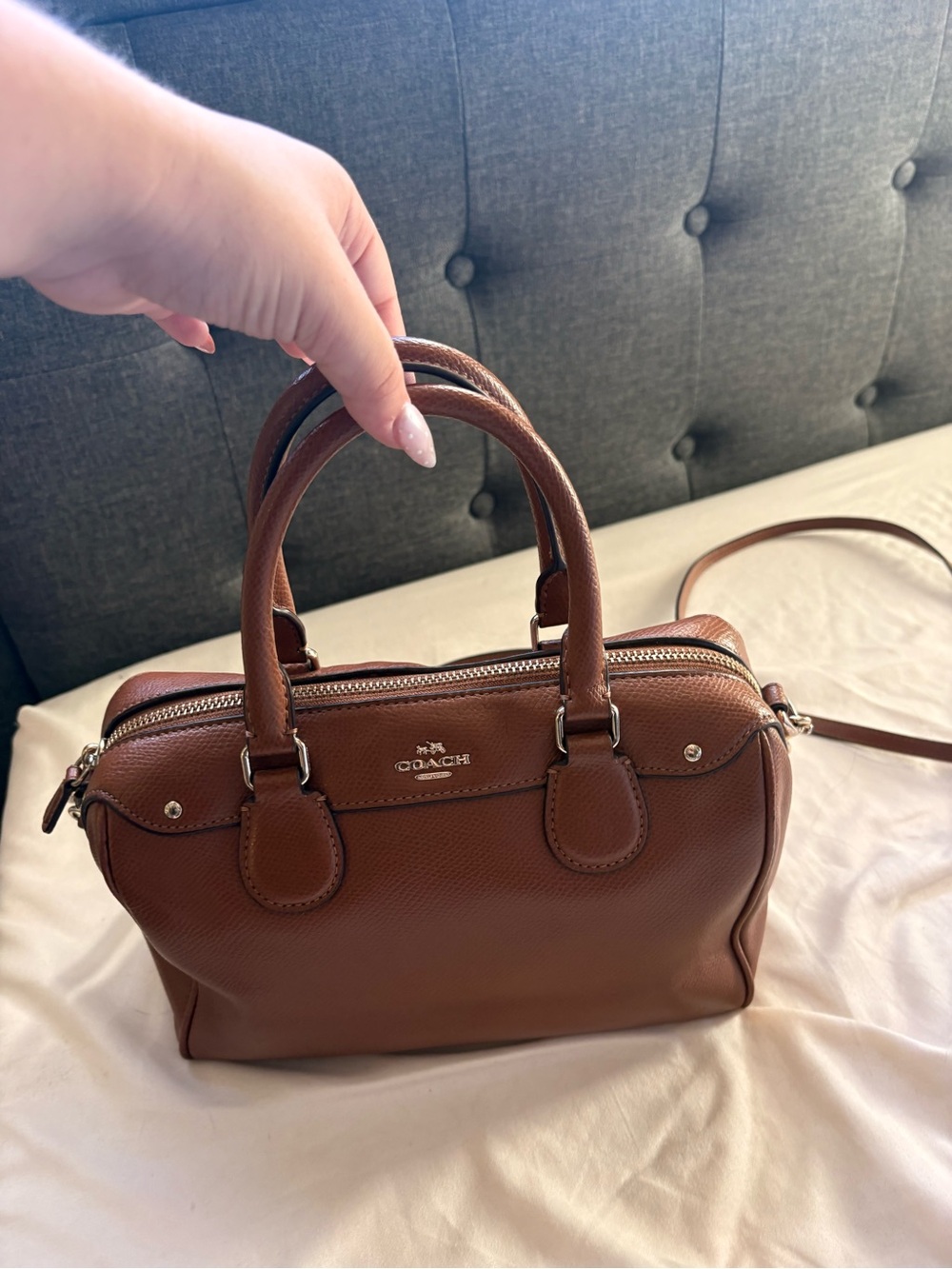 Coach Chestnut Brown Pebbled Leather Satchel with Top Handles